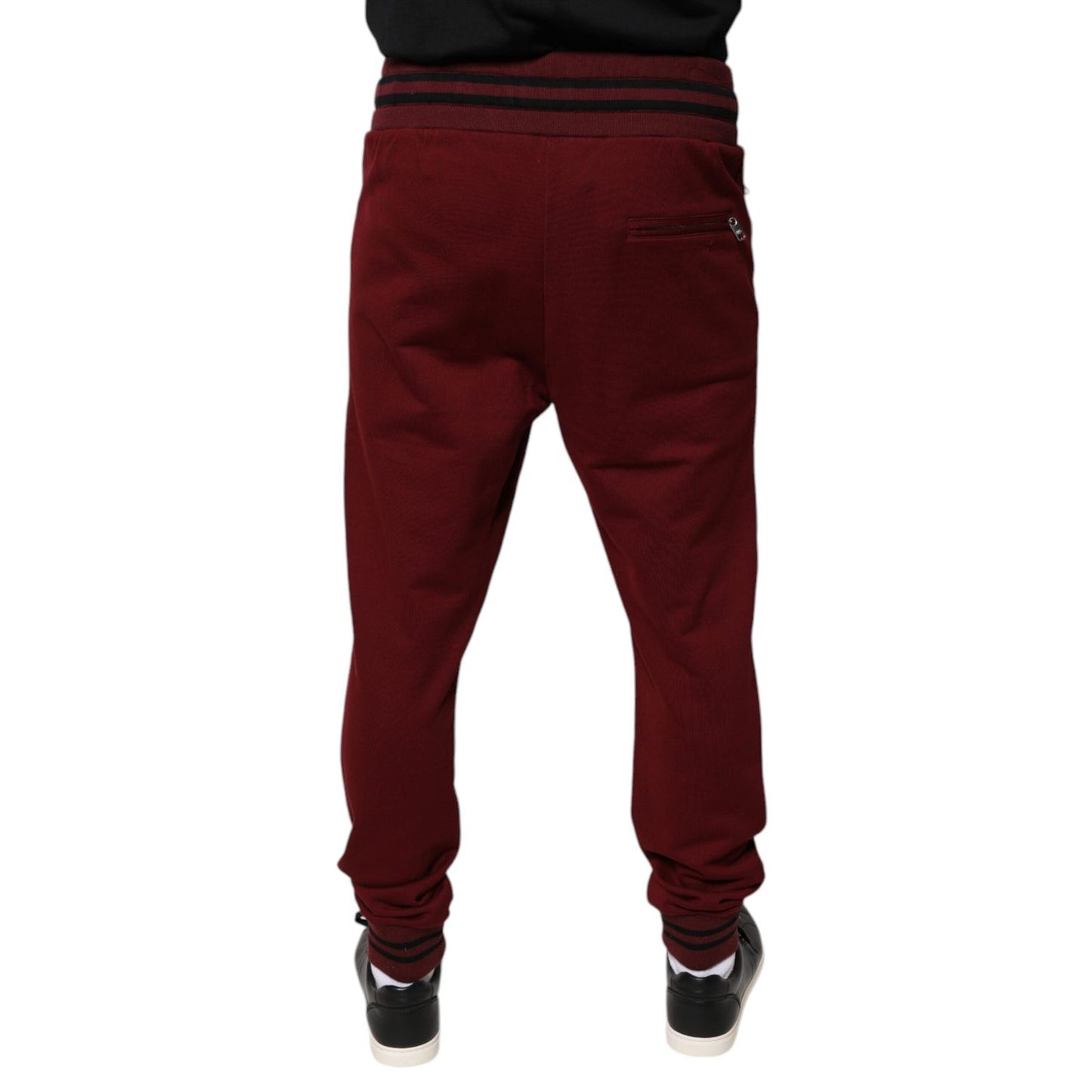 Dolce & Gabbana Dark Red Cotton Men Jogger Sweatpants Pants Dolce & Gabbana