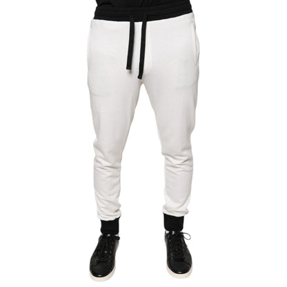 Dolce & Gabbana White Cotton Slim Men Jogger Sweatpants Pants Dolce & Gabbana