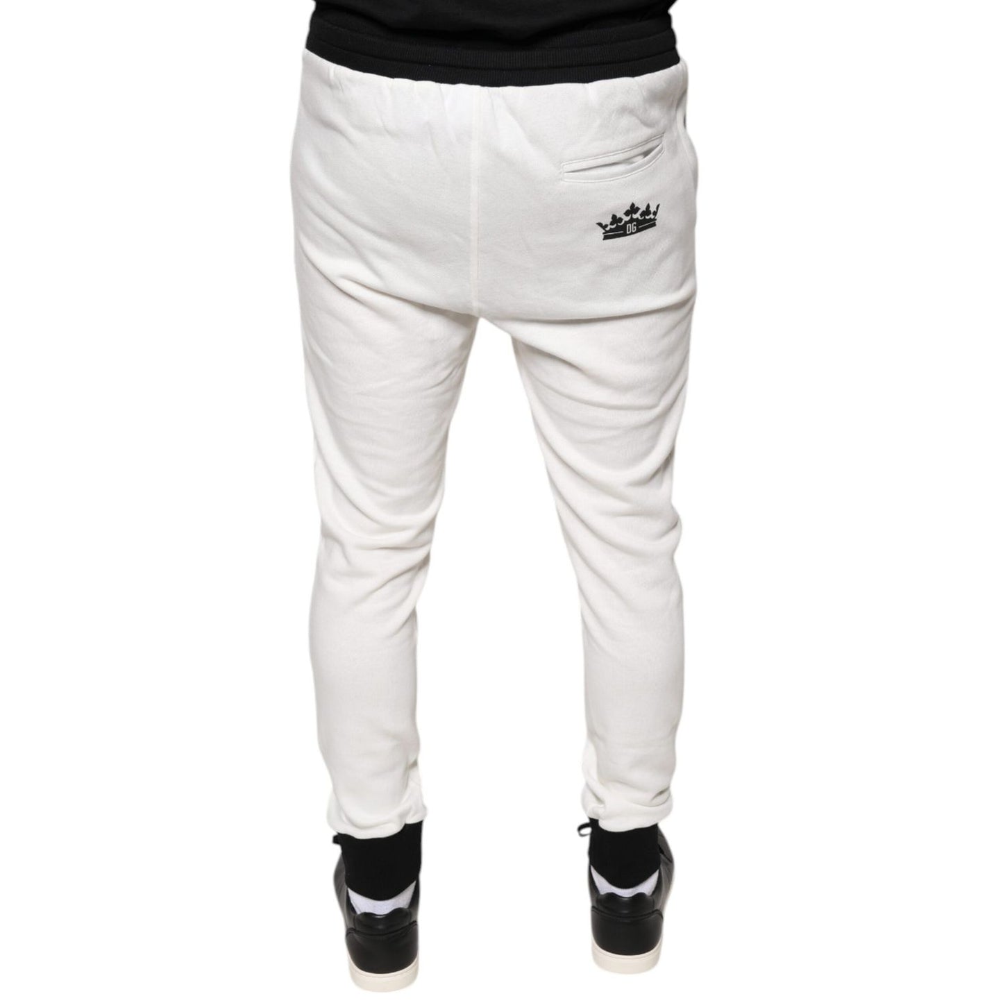 Dolce & Gabbana White Cotton Slim Men Jogger Sweatpants Pants Dolce & Gabbana