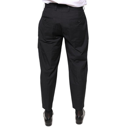 Dolce & Gabbana Black Crown Cotton Dress Pants Dolce & Gabbana
