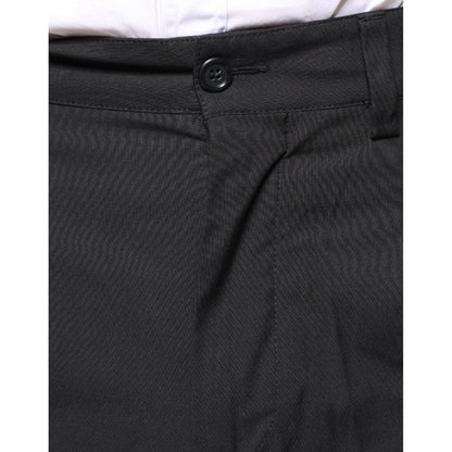 Dolce & Gabbana Black Crown Cotton Dress Pants Dolce & Gabbana