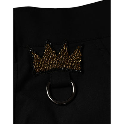 Dolce & Gabbana Black Crown Cotton Dress Pants Dolce & Gabbana