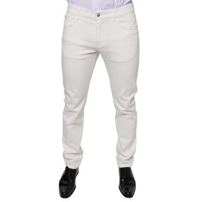 Dolce & Gabbana White Cotton Skinny Slim Men Denim Jeans