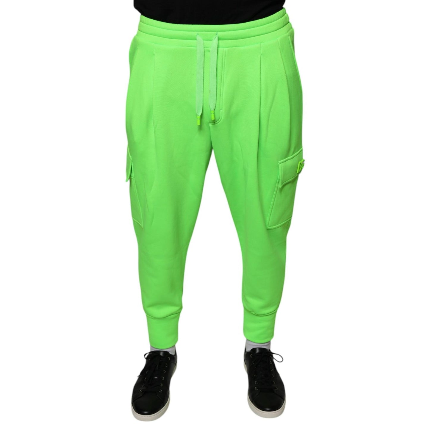 Dolce & Gabbana Neon Green Polyester Cargo Jogger Sweatpants Pants