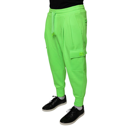 Dolce & Gabbana Neon Green Polyester Cargo Jogger Sweatpants Pants