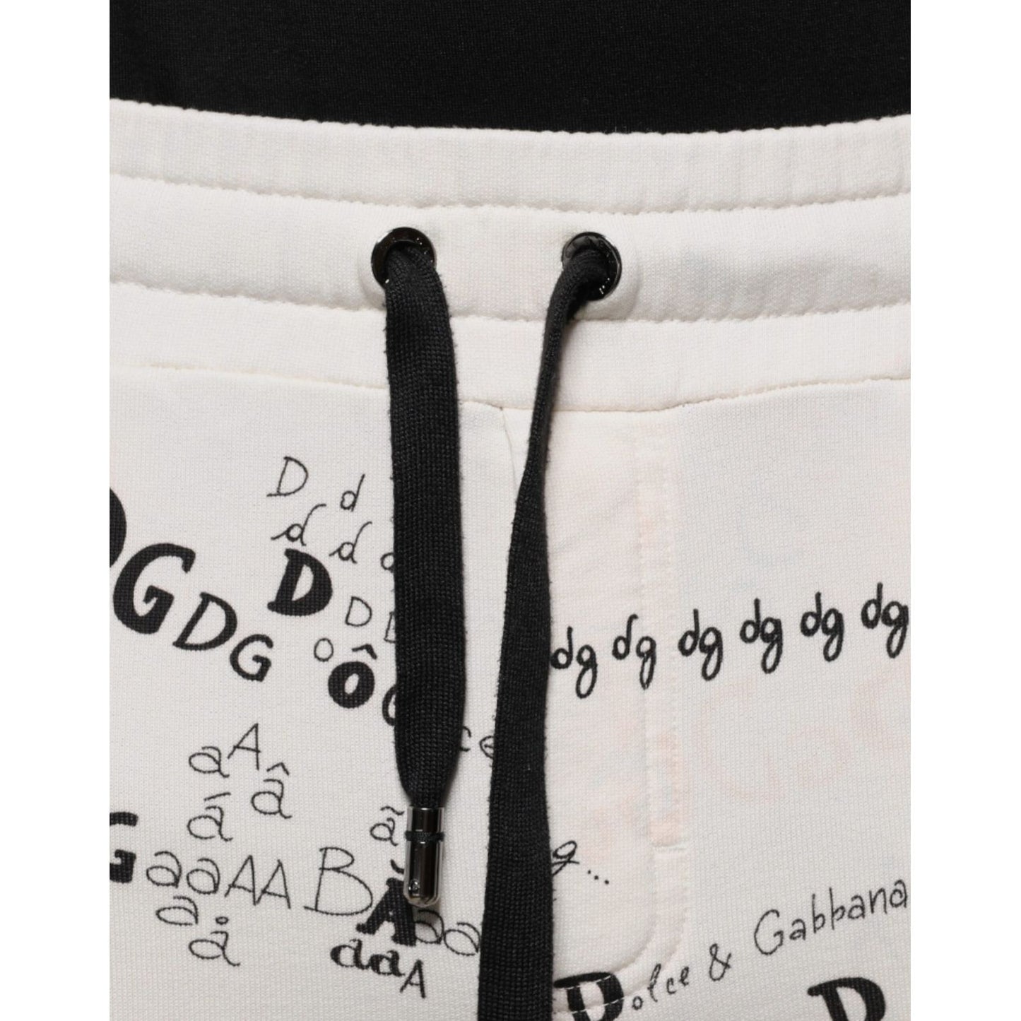 Dolce & Gabbana White Printed Cotton Jogger Sweatpants Pants Dolce & Gabbana