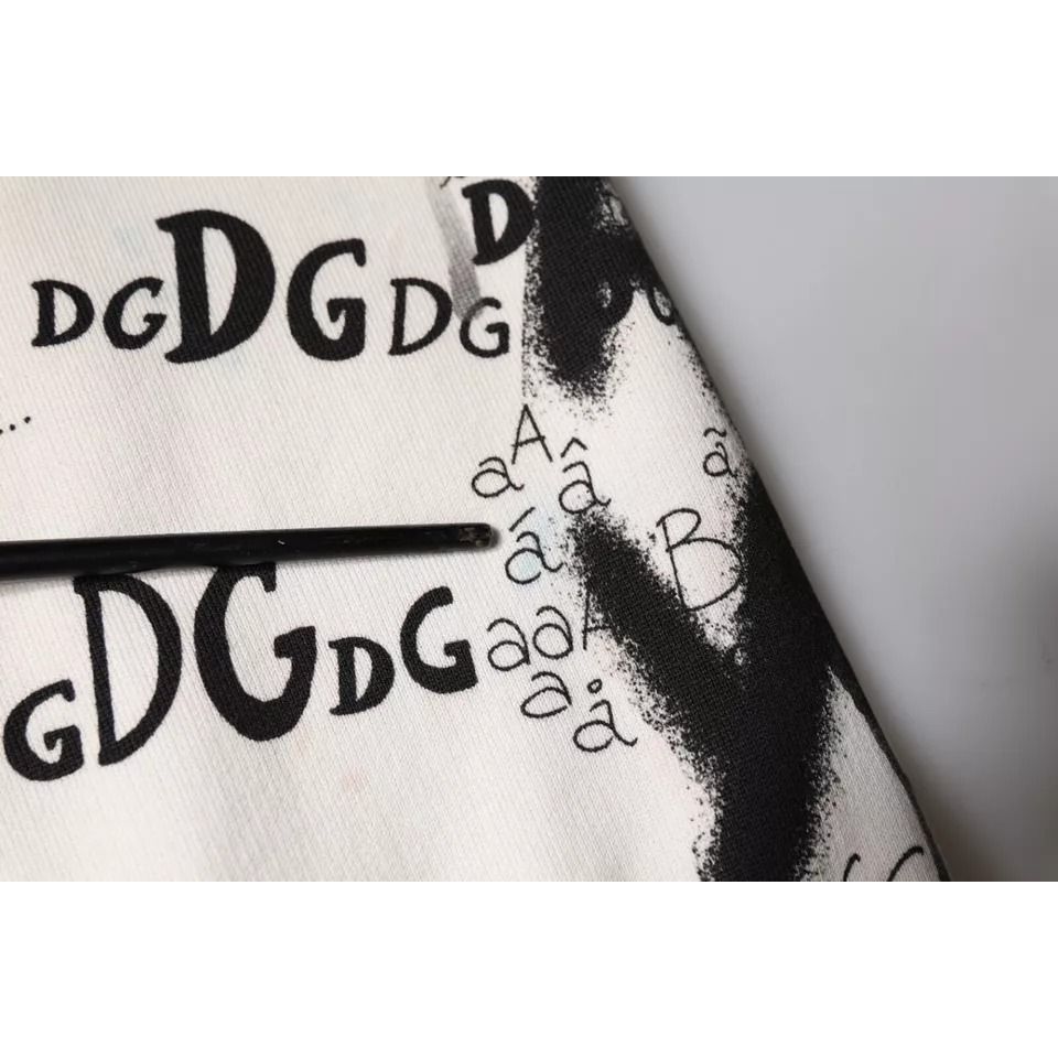 Dolce & Gabbana White Printed Cotton Jogger Sweatpants Pants Dolce & Gabbana