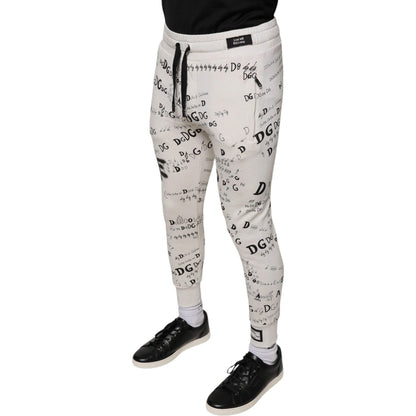 Dolce & Gabbana White Printed Cotton Jogger Sweatpants Pants Dolce & Gabbana