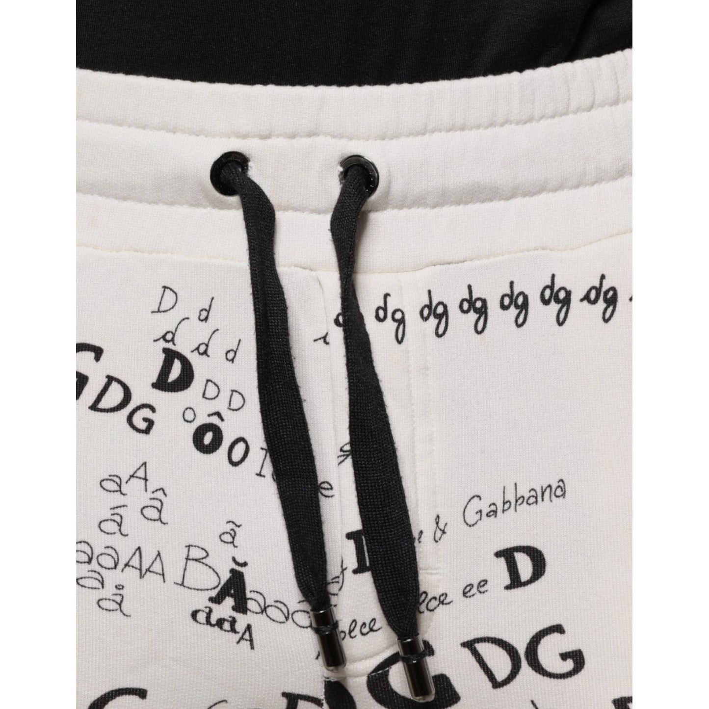 Dolce & Gabbana White Printed Cotton Jogger Sweatpants Pants Dolce & Gabbana