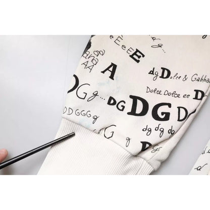 Dolce & Gabbana White Printed Cotton Jogger Sweatpants Pants Dolce & Gabbana