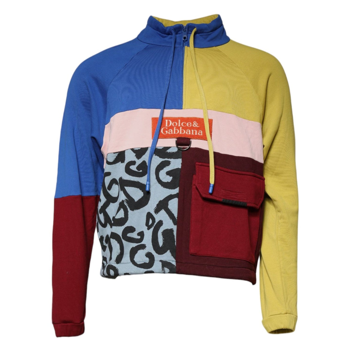Dolce & Gabbana Multicolor Patchwork Men Sweatshirt Sweater Dolce & Gabbana