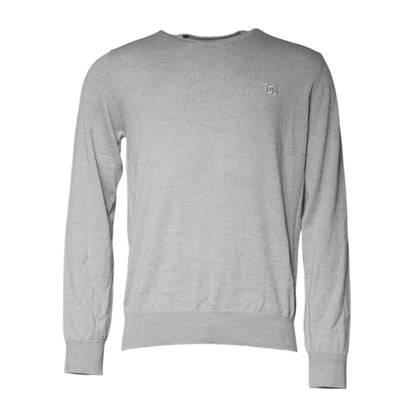 Dolce & Gabbana Light Gray Wool Crew Neck Pullover Sweater
