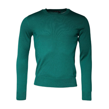 Dolce & Gabbana Green Wool Knit Crew Neck Pullover Sweater Dolce & Gabbana