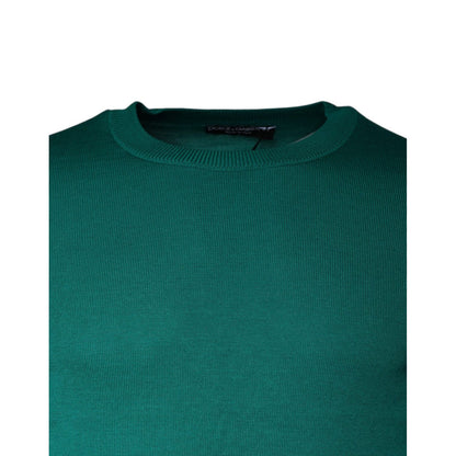 Dolce & Gabbana Green Wool Knit Crew Neck Pullover Sweater Dolce & Gabbana