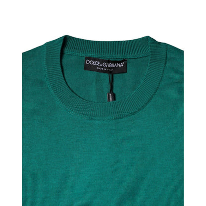 Dolce & Gabbana Green Wool Knit Crew Neck Pullover Sweater Dolce & Gabbana