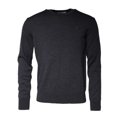 Dolce & Gabbana Dark Gray Wool Crew Neck Pullover Sweater Dolce & Gabbana