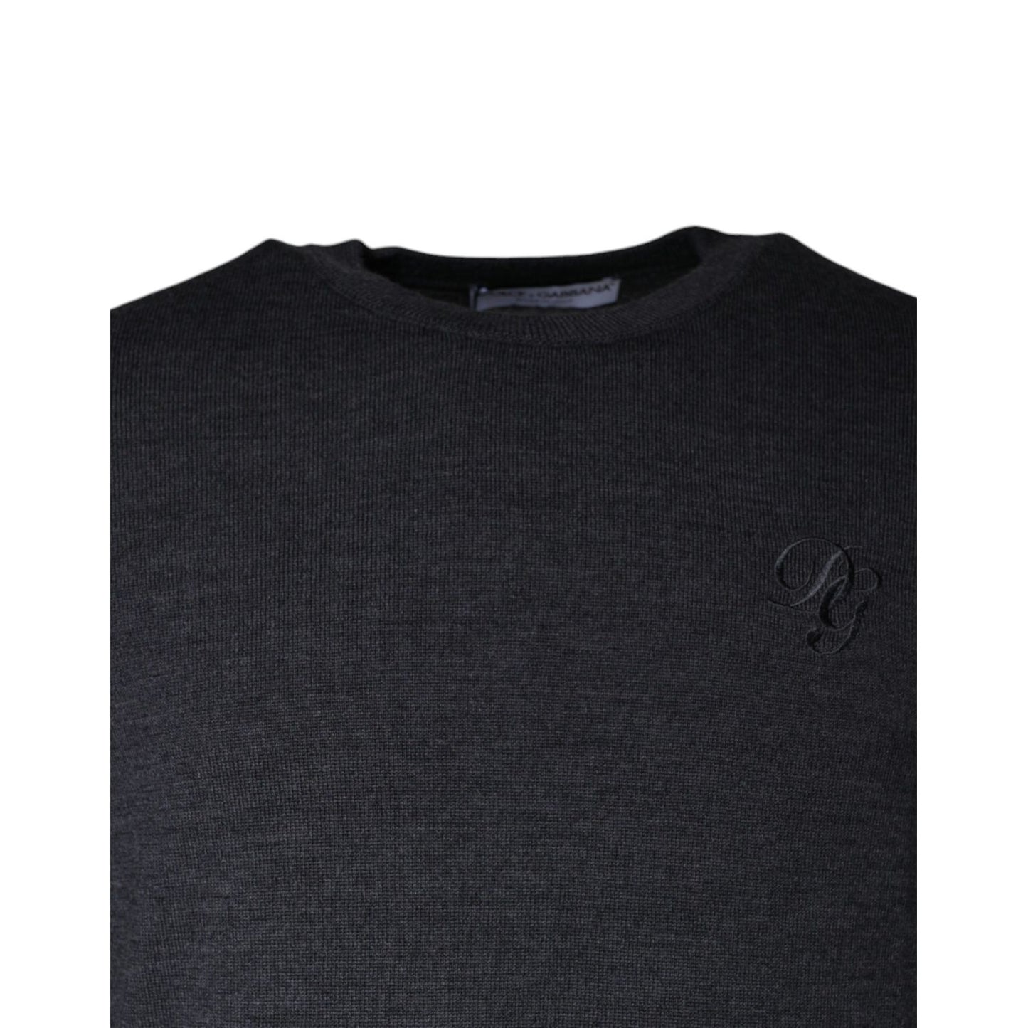 Dolce & Gabbana Dark Gray Wool Crew Neck Pullover Sweater Dolce & Gabbana