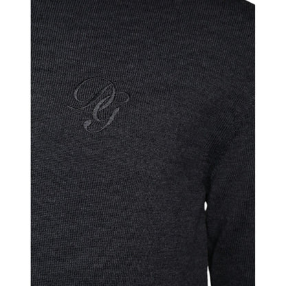 Dolce & Gabbana Dark Gray Wool Crew Neck Pullover Sweater Dolce & Gabbana