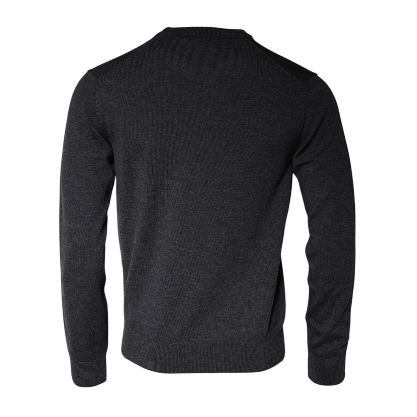 Dolce & Gabbana Dark Gray Wool Crew Neck Pullover Sweater Dolce & Gabbana