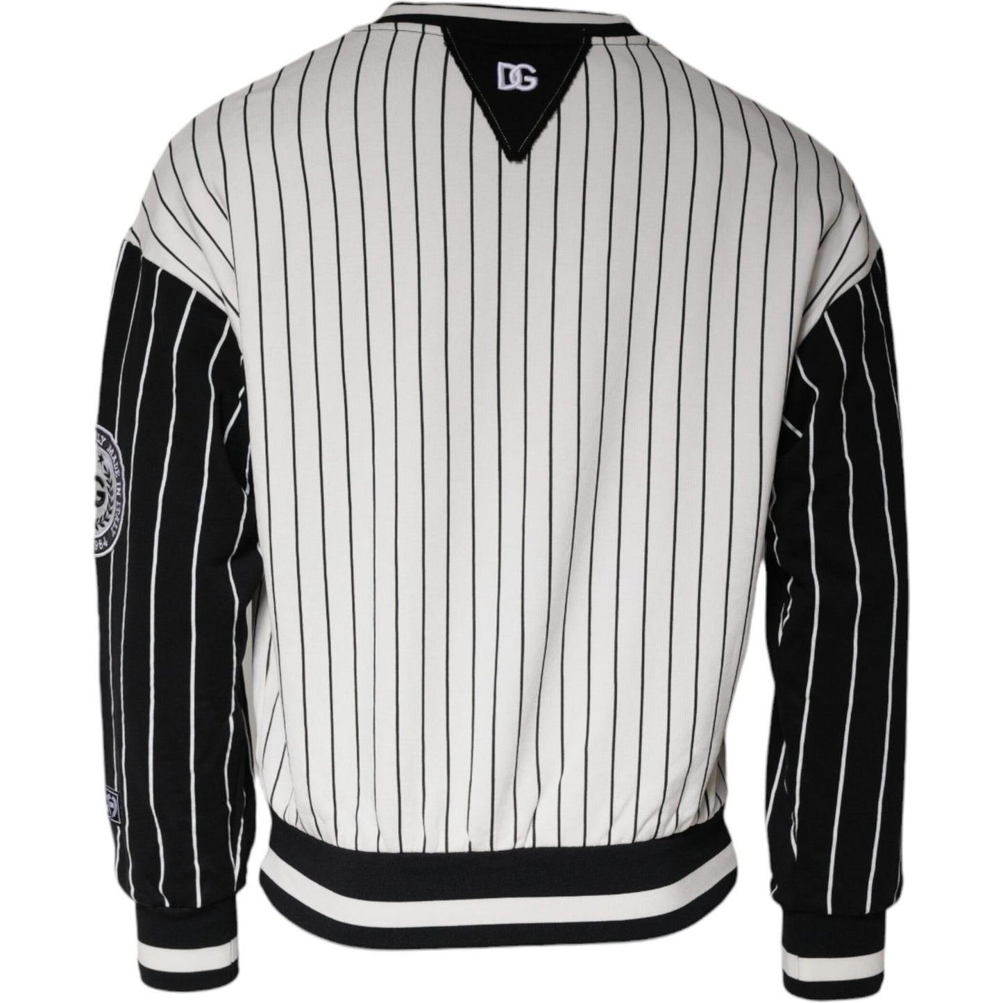 Dolce & Gabbana Black White Stripes Logo Sweatshirt Sweater