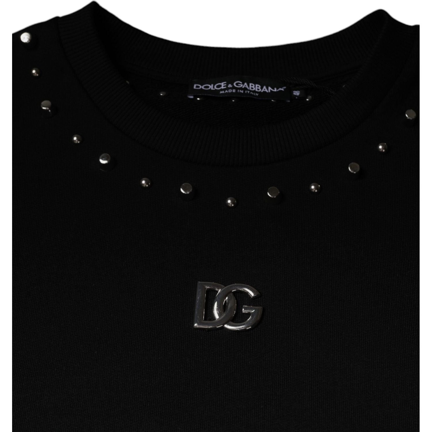 Dolce & Gabbana Black Logo Stud Pullover Sweatshirt Sweater