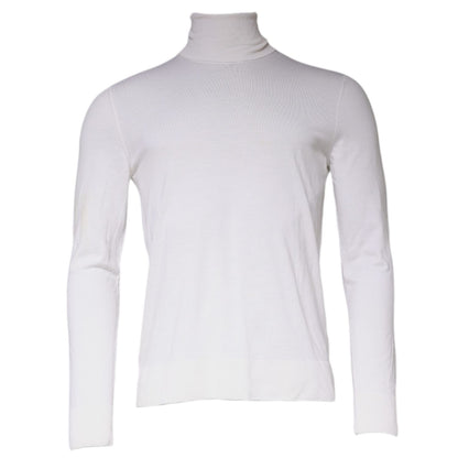 Dolce & Gabbana White Long Sleeve Turtleneck Men Pullover Sweater Dolce & Gabbana