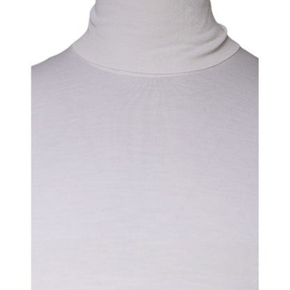 Dolce & Gabbana White Long Sleeve Turtleneck Men Pullover Sweater Dolce & Gabbana
