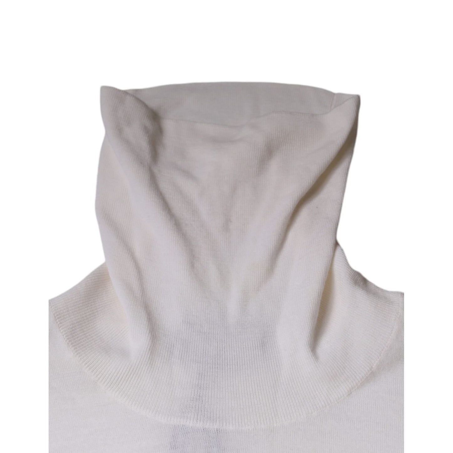 Dolce & Gabbana White Long Sleeve Turtleneck Men Pullover Sweater Dolce & Gabbana