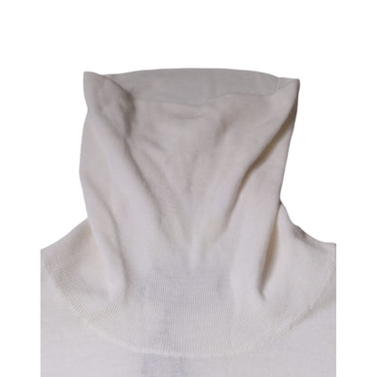 Dolce & Gabbana White Long Sleeve Turtleneck Men Pullover Sweater Dolce & Gabbana