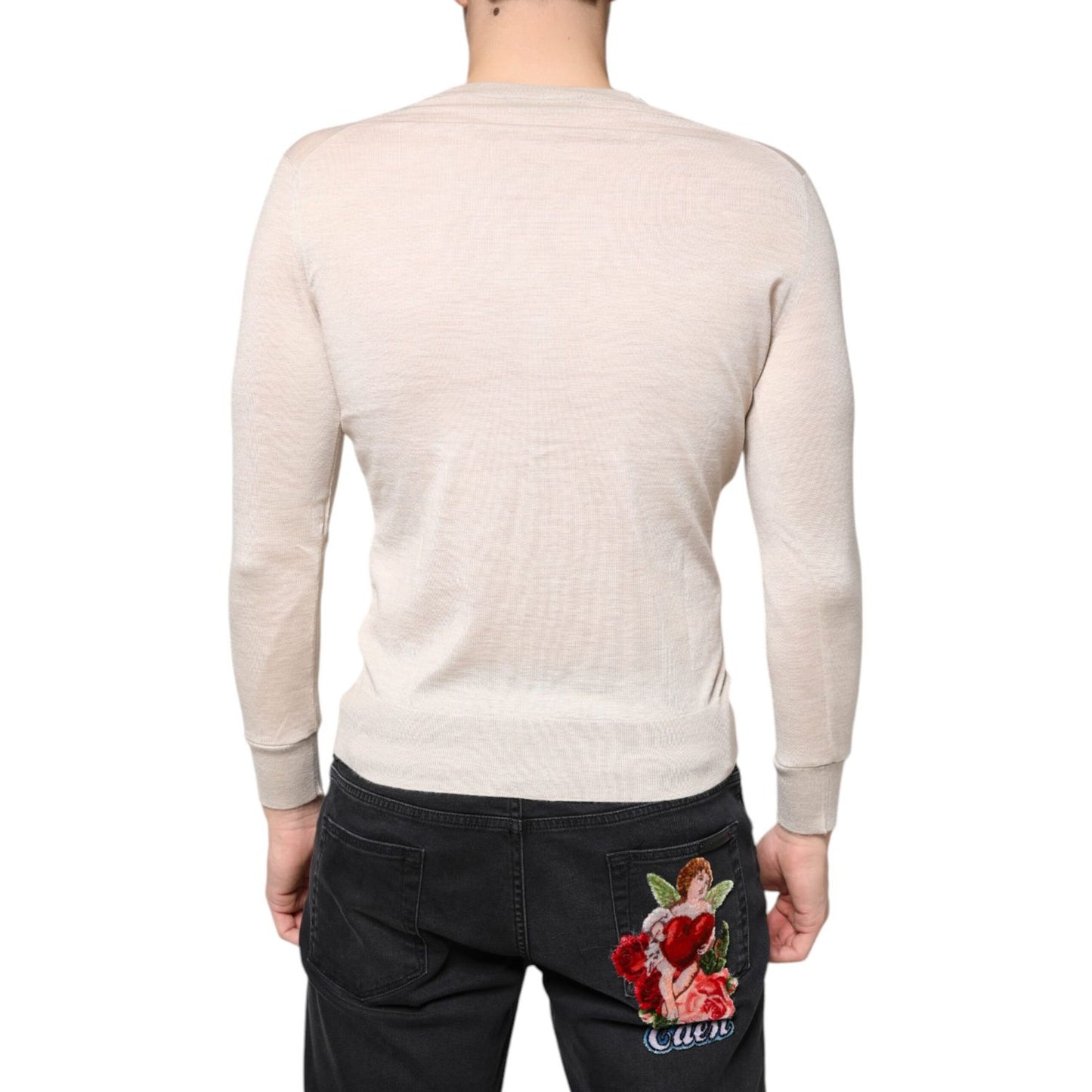 Dolce & Gabbana Beige Cashmere Button Down Cardigan Sweater Dolce & Gabbana