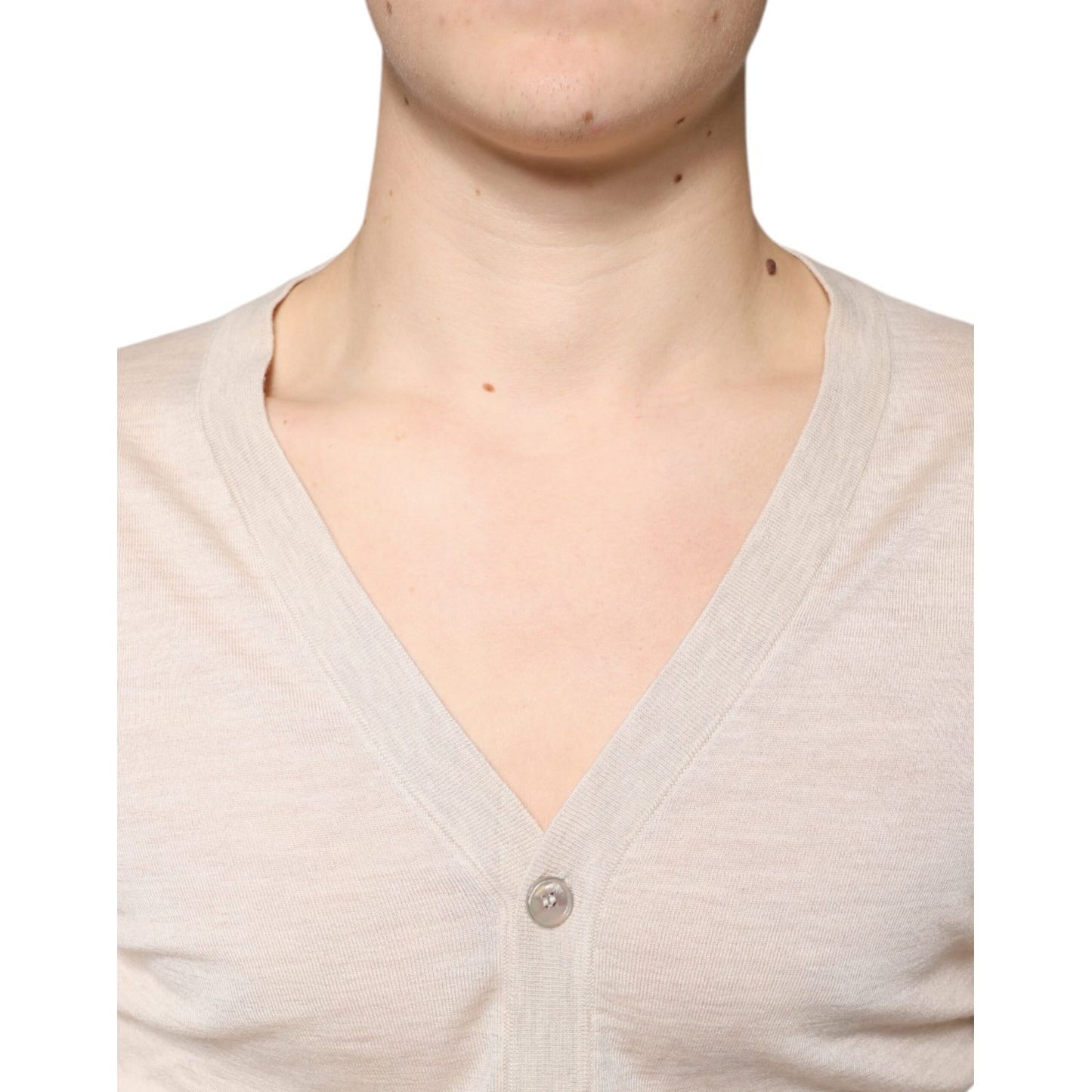 Dolce & Gabbana Beige Cashmere Button Down Cardigan Sweater Dolce & Gabbana