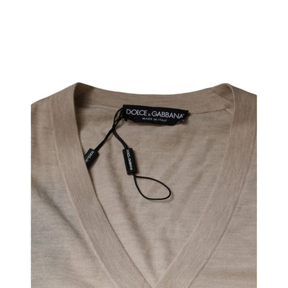 Dolce & Gabbana Beige Cashmere Button Down Cardigan Sweater Dolce & Gabbana