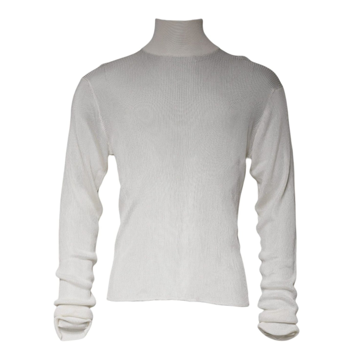 Dolce & Gabbana White Long Sleeve Turtleneck Men Pullover Sweater Dolce & Gabbana