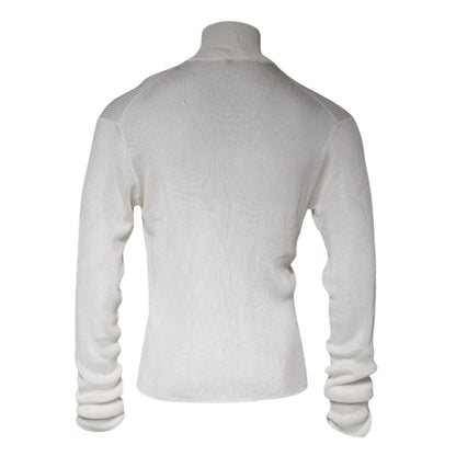 Dolce & Gabbana White Long Sleeve Turtleneck Men Pullover Sweater Dolce & Gabbana