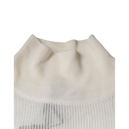 Dolce & Gabbana White Long Sleeve Turtleneck Men Pullover Sweater Dolce & Gabbana