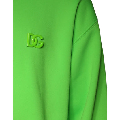 Dolce & Gabbana Green Logo Hooded Pullover Men Sweatshirt Sweater Dolce & Gabbana
