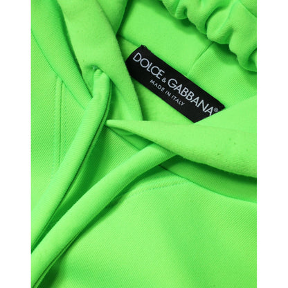 Dolce & Gabbana Green Logo Hooded Pullover Men Sweatshirt Sweater Dolce & Gabbana