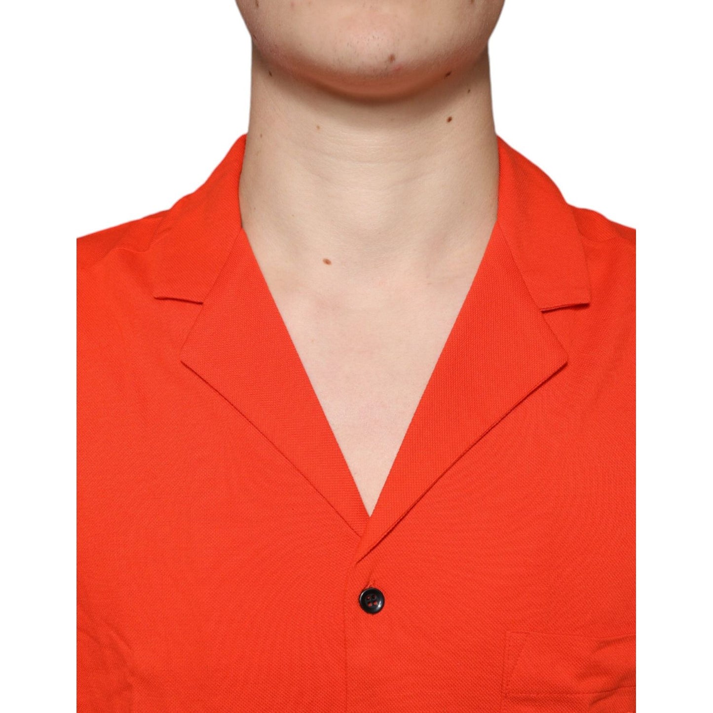 Dolce & Gabbana Orange Cotton Button Down Casual Polo Shirt TSH84563-44