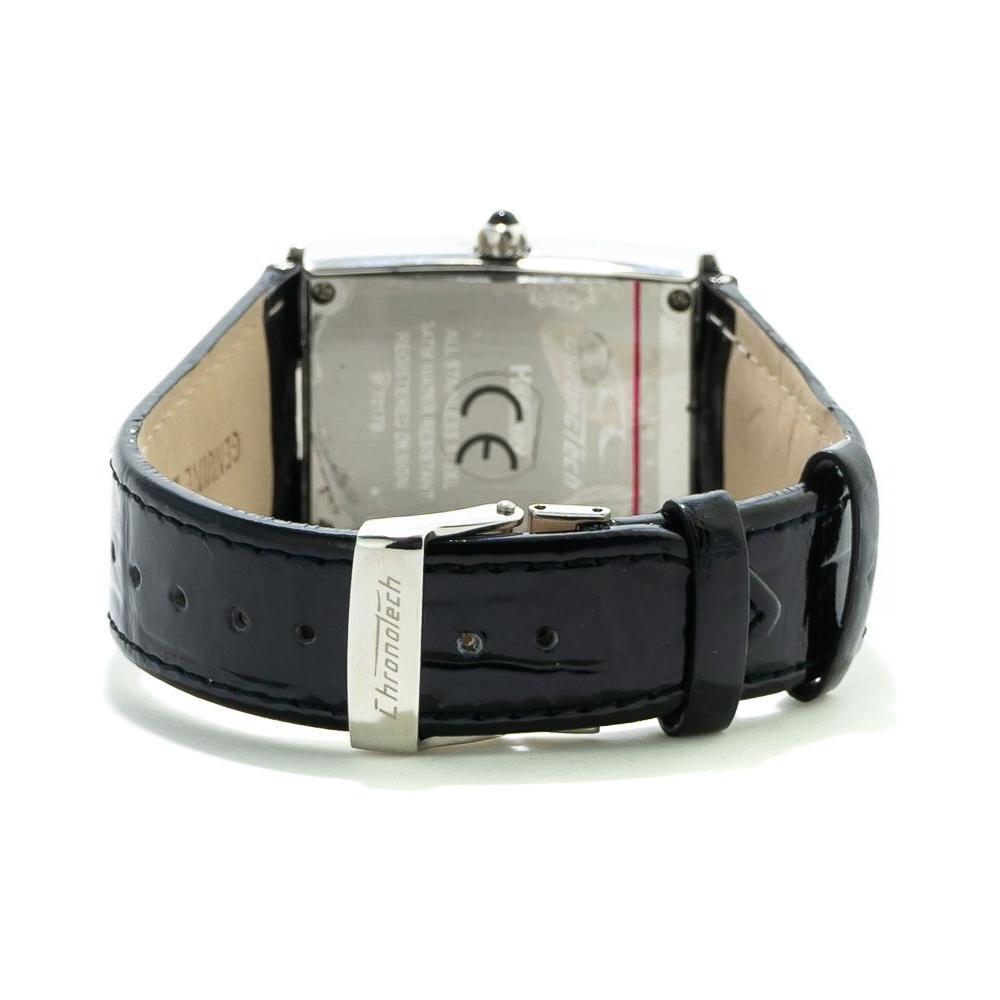 Chronotech Black Leather Dress Watch