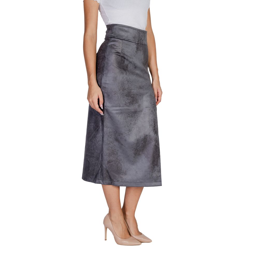 Only Gray Artificial Leather Skirt