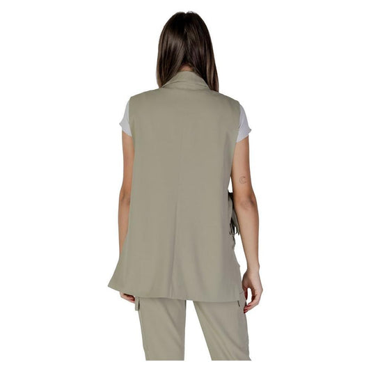 B.Young Green Polyester Waistcoat BY-14925102482-IT36|XXS