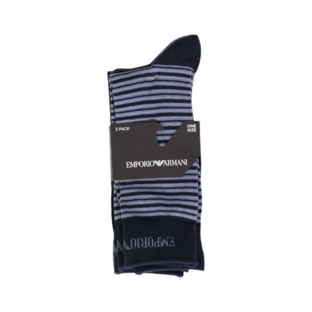 Emporio Armani Underwear Blue Cotton Sock EM-15193400010-ONE SIZE