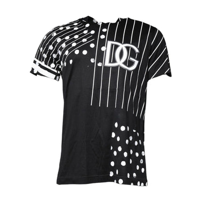 Dolce & Gabbana Black Cotton Polka Dots Round Neck T-shirt