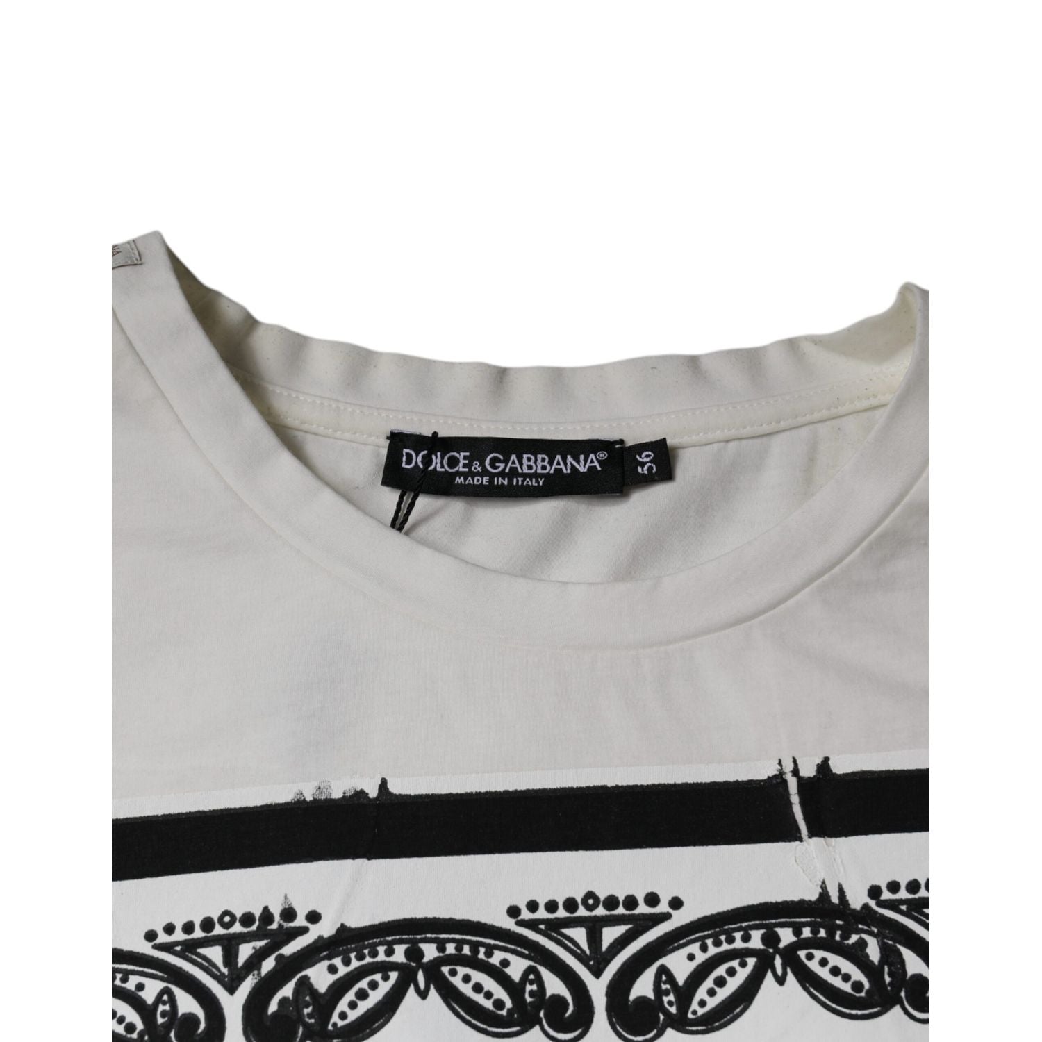 Dolce & Gabbana White Bandana Print Cotton Short Sleeves T-shirt