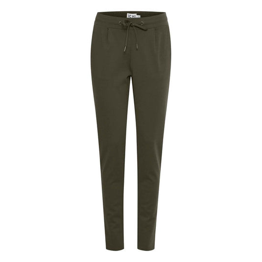 ICHI Green Polyester Casual Pants