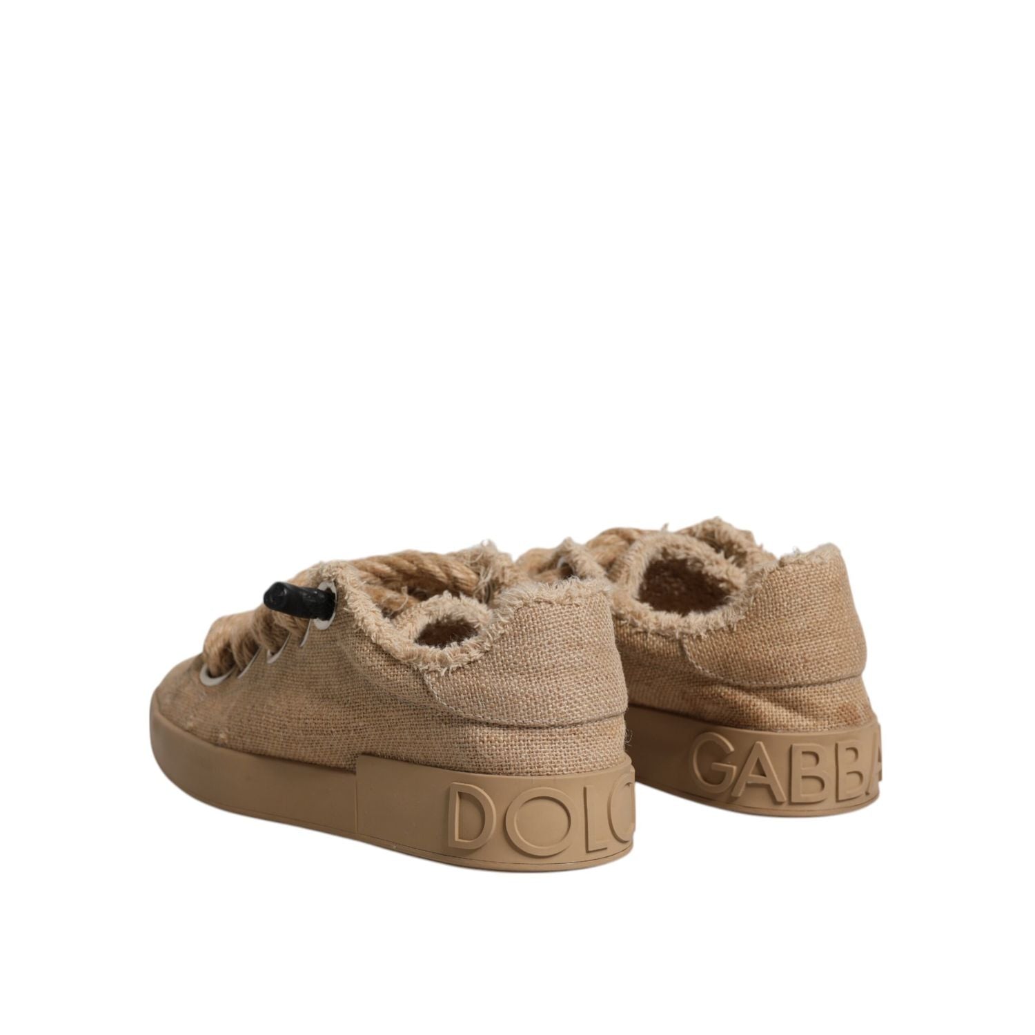 Dolce & Gabbana Brown Jute Fabric Low Top Men Sneakers Shoes