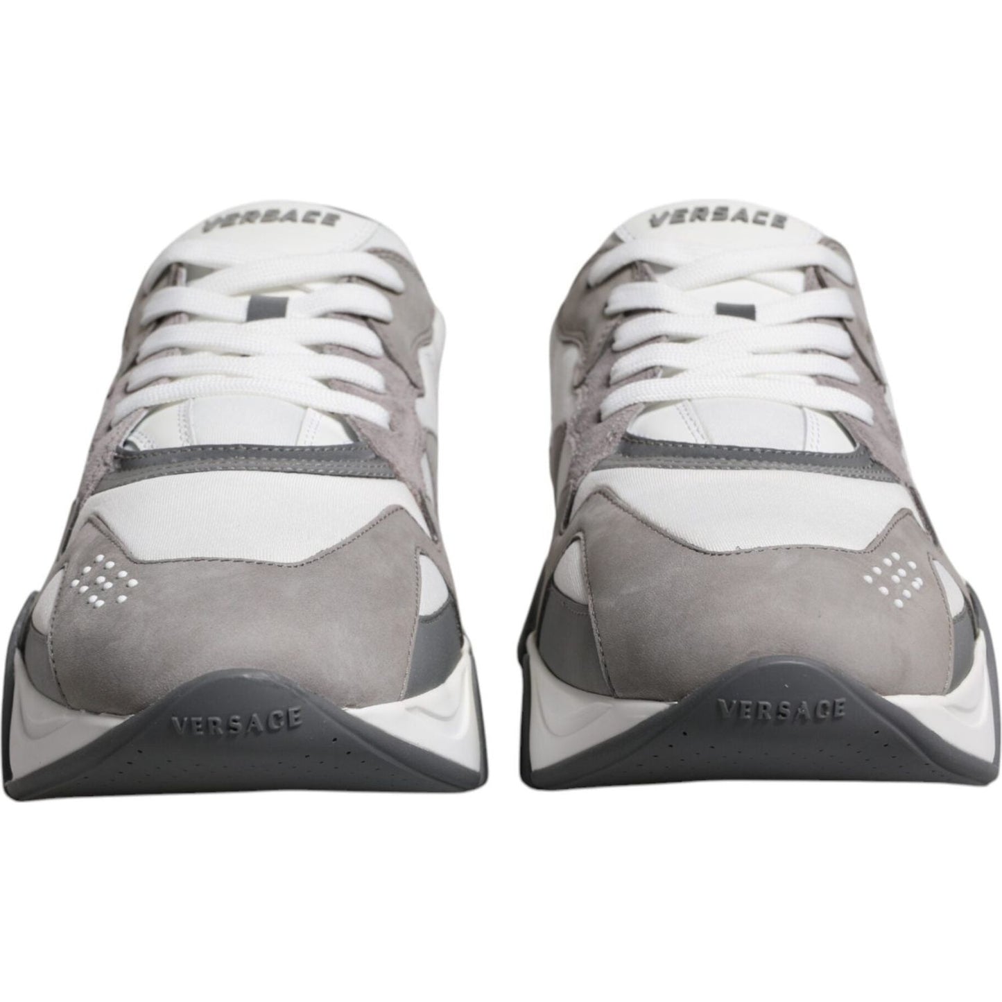 Versace Grey Leather Neoprene Chunky Low Top Squalo Sneakers Shoes MV6390-43