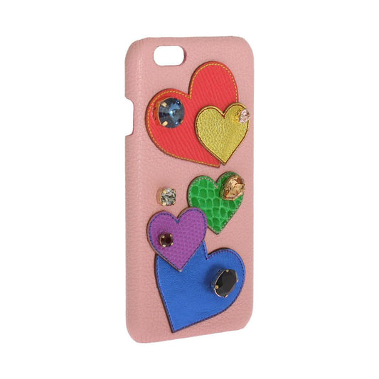 Dolce & Gabbana Pink Leather Heart Crystal Phone Case SMY208