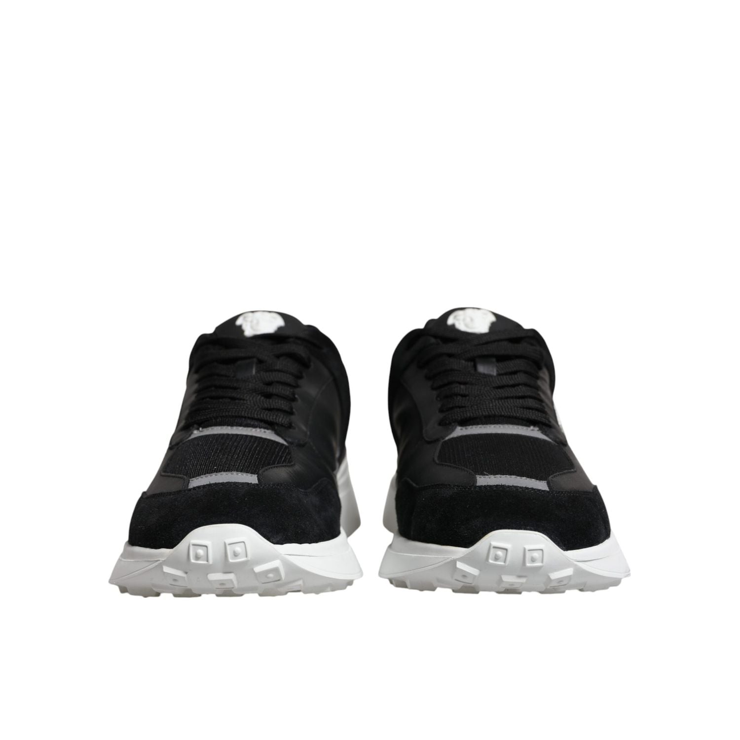 Versace Black Canvas Quad Fabric Medusa Low Top Sneaker Shoes