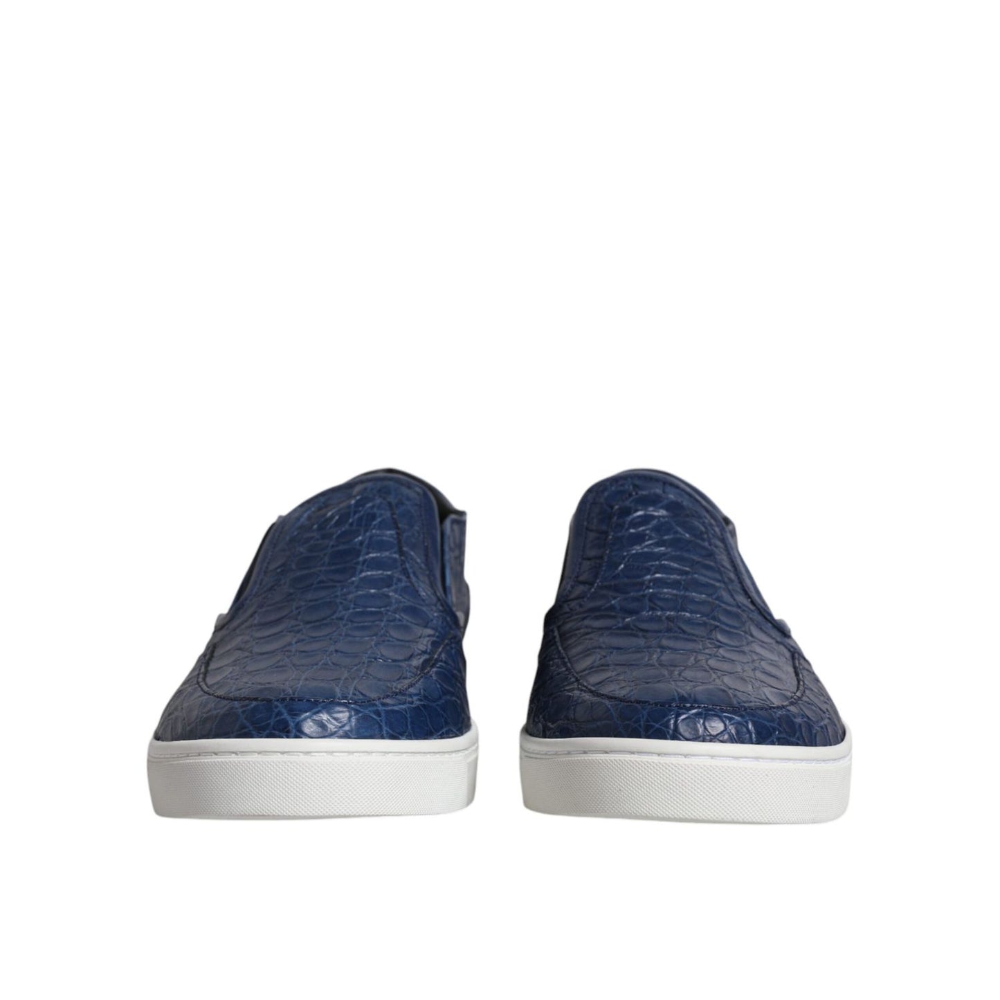 Dolce & Gabbana Blue Croc Exotic Leather Men Sneakers Shoes